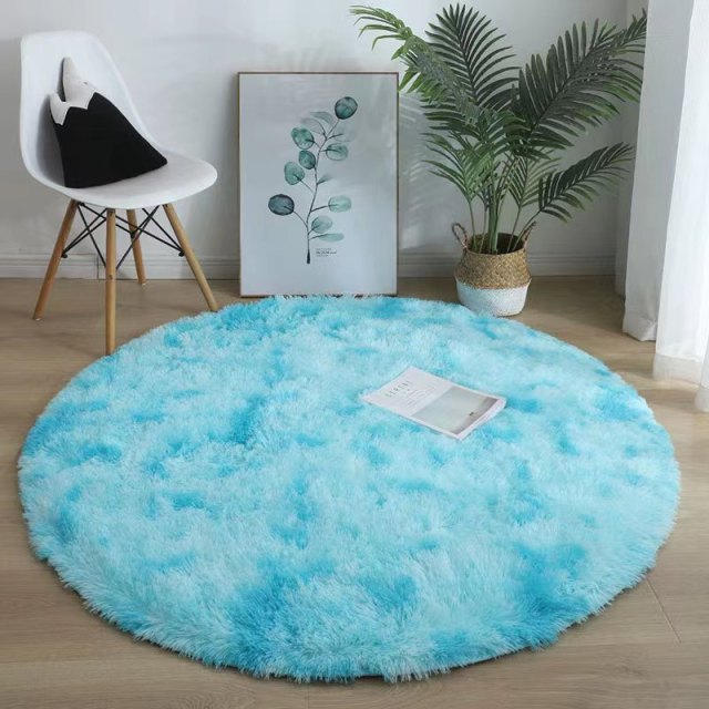 White Round Rug for Bedroom Fluffy Circle Rug Furry Carpet for Kids Teens Room