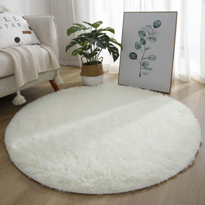 White Round Rug for Bedroom Fluffy Circle Rug Furry Carpet for Kids Teens Room
