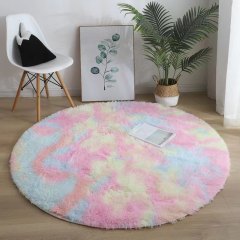 White Round Rug for Bedroom Fluffy Circle Rug Furry Carpet for Kids Teens Room