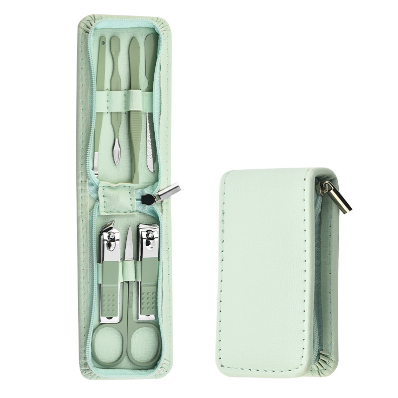 Stainless Steel Manicure Nail Clippers and Beauty Tool Portable Set with Leather Case