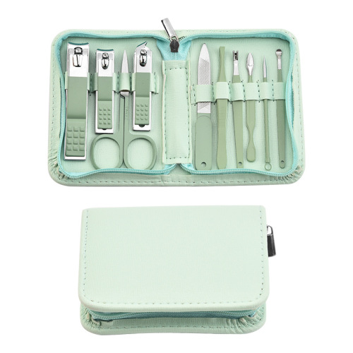 Stainless Steel Manicure Nail Clippers and Beauty Tool Portable Set with Leather Case
