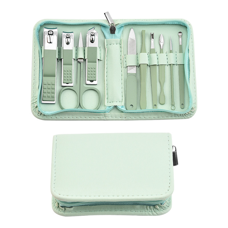 Stainless Steel Manicure Nail Clippers and Beauty Tool Portable Set with Leather Case