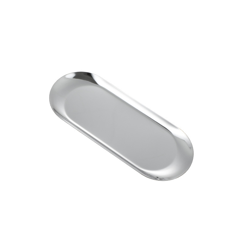 Stainless Steel Decorative Storage Tray Jewelry Dish Cosmetics Organizer Oval