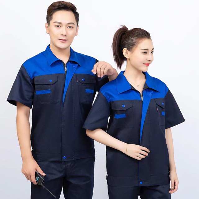 Industrial Work Shirt Suits Regular Fit Short Sleeve Shop Shirt Motor Mechanic Uniform