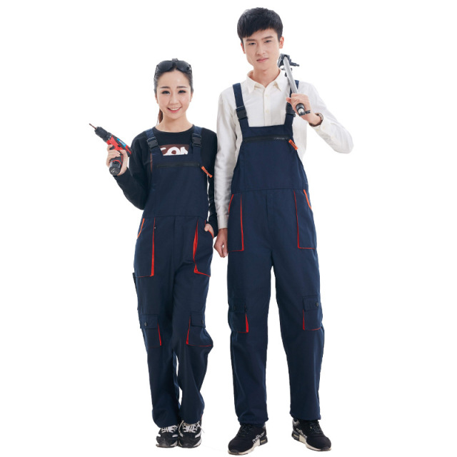 Work Bib Overalls Loose Fit Workwear Dungarees Coveralls with Adjustable Straps and Big Pockets