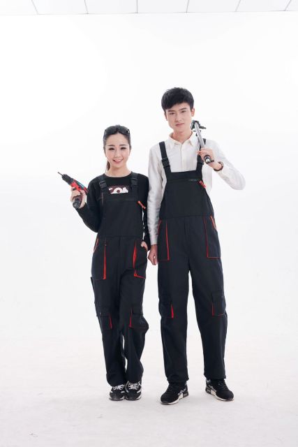 Work Bib Overalls Loose Fit Workwear Dungarees Coveralls with Adjustable Straps and Big Pockets
