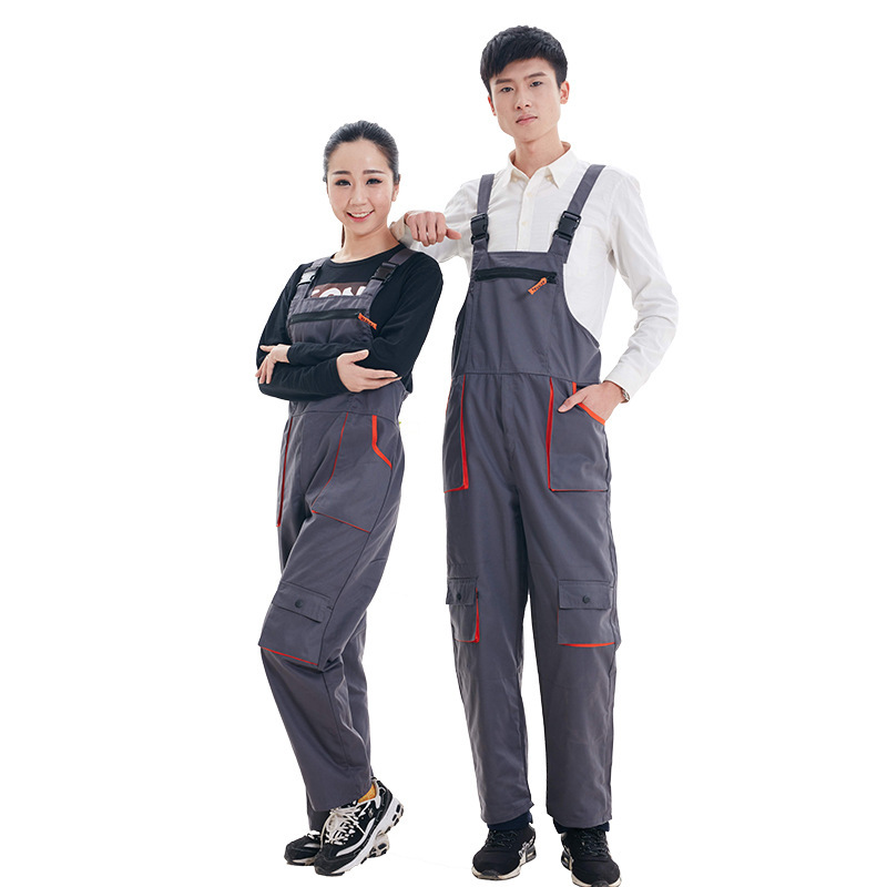 Work Bib Overalls Loose Fit Workwear Dungarees Coveralls with Adjustable Straps and Big Pockets