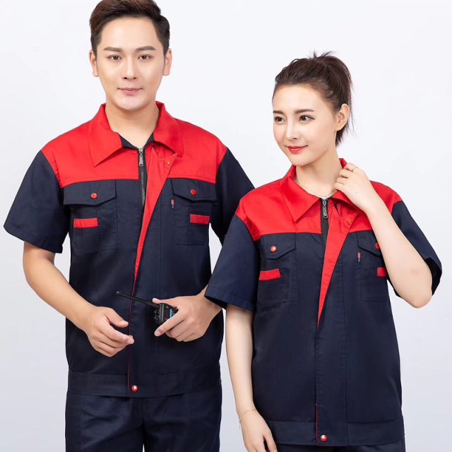 Industrial Work Shirt Suits Regular Fit Short Sleeve Shop Shirt Motor Mechanic Uniform