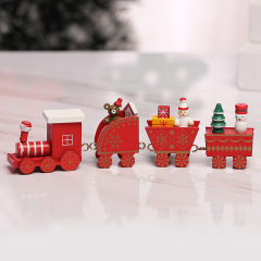 Wooden Train Christmas Ornament Decorations with Gingerbread Snowman Christmas Tree Figurine Xmas Noel