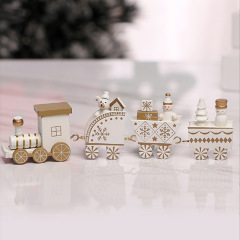 Wooden Train Christmas Ornament Decorations with Gingerbread Snowman Christmas Tree Figurine Xmas Noel