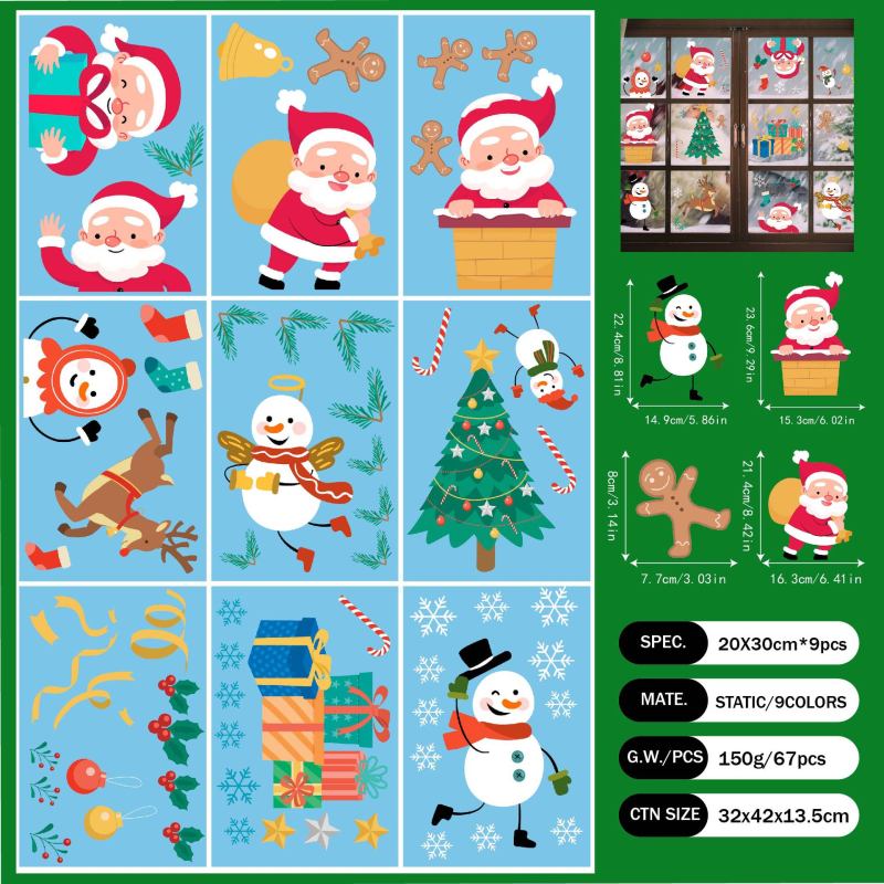 Christmas Window Clings Glass Window Decals Stickers Decoration