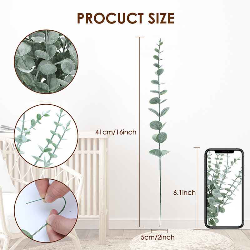 Eucalyptus Leaves Stems Branches Artificial for Wedding Bouquet Home Decor