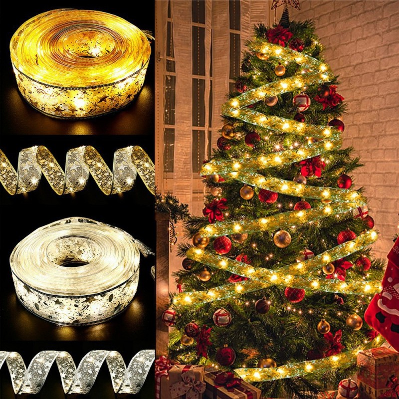 Christmas Tree Decorations String Lights LED Lights Copper Wire Ribbon Bows Lights
