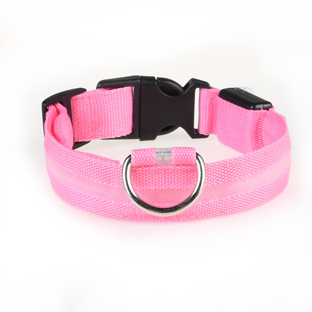 Nylon LED Dog Collar Adjustable USB Rechargeable Glow in the Dark