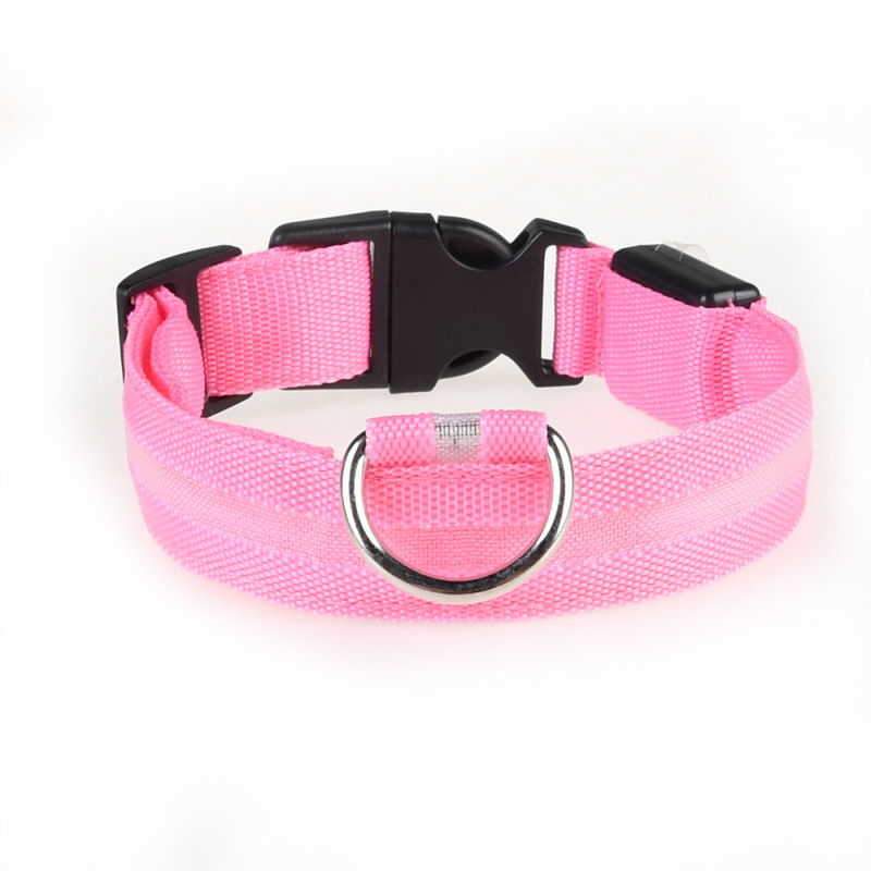 Nylon LED Dog Collar Adjustable USB Rechargeable Glow in the Dark