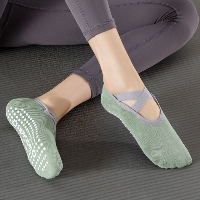Women Yoga Socks Non-Slip Grips & Straps for Pilates Barefoot Workout