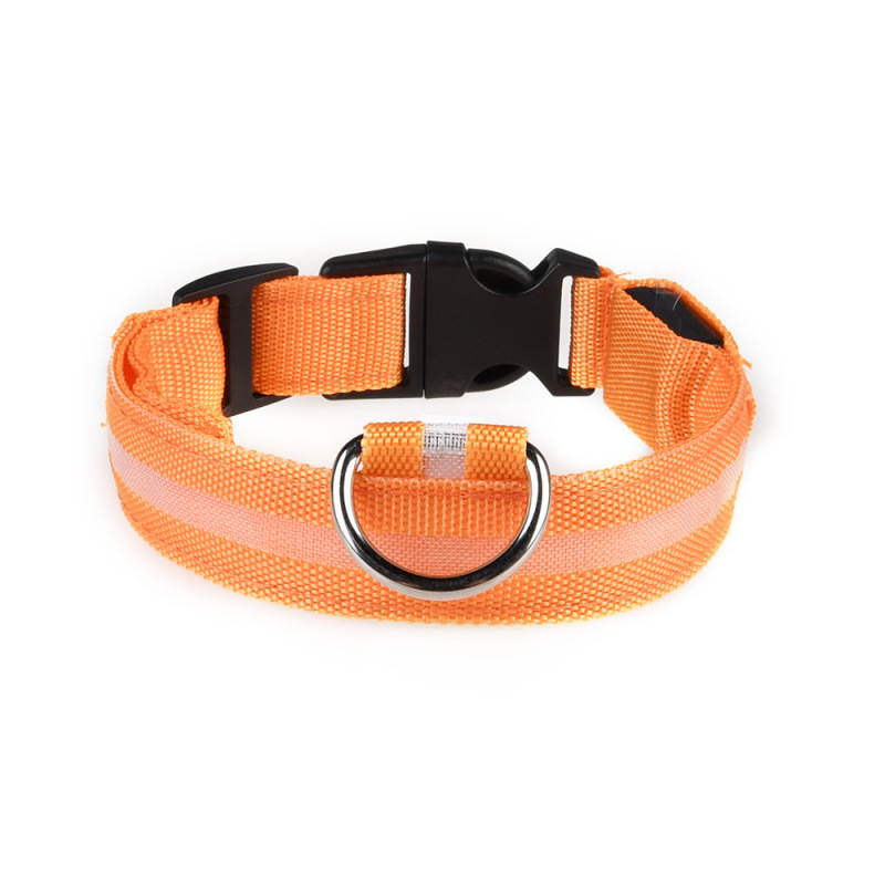 Nylon LED Dog Collar Adjustable USB Rechargeable Glow in the Dark