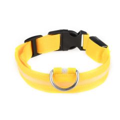 Nylon LED Dog Collar Adjustable USB Rechargeable Glow in the Dark
