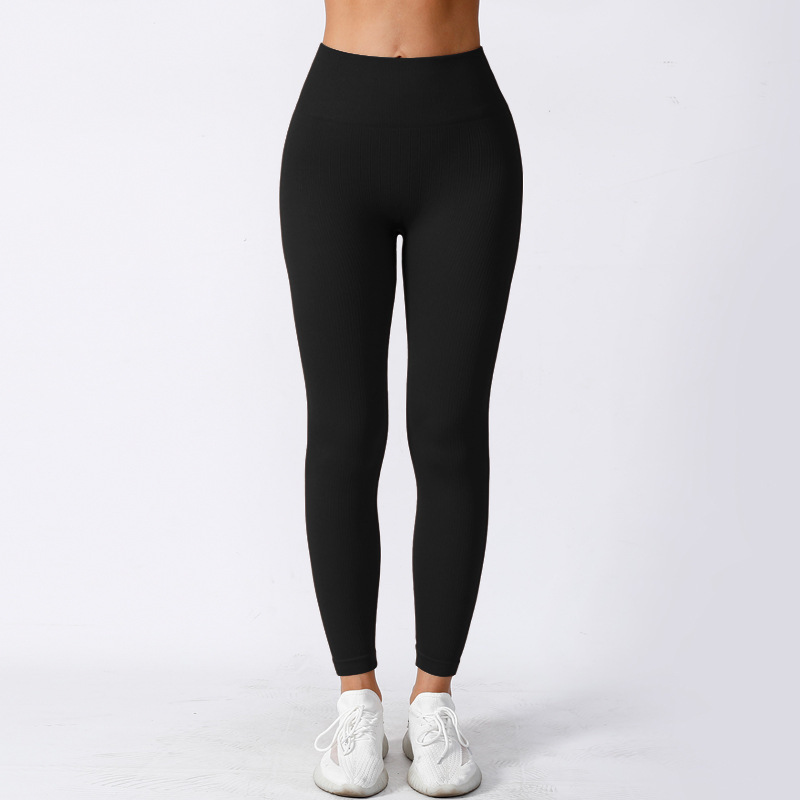 Women‘s Yoga Leggings Ribbed Seamless Workout High Waist Athletic Exercise