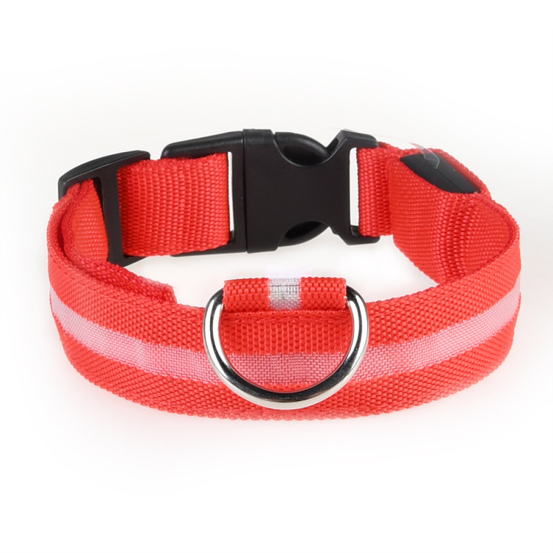 Nylon LED Dog Collar Adjustable USB Rechargeable Glow in the Dark