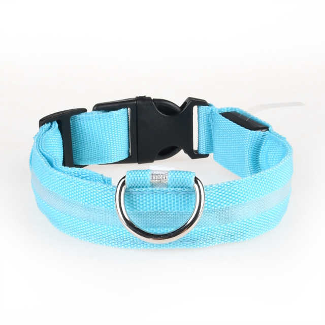 Nylon LED Dog Collar Adjustable USB Rechargeable Glow in the Dark