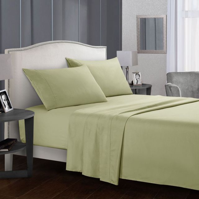 Four Piece Brushed Microfiber Bedding Sheet Set with Fitted Sheet Flat Sheet Pillowcases