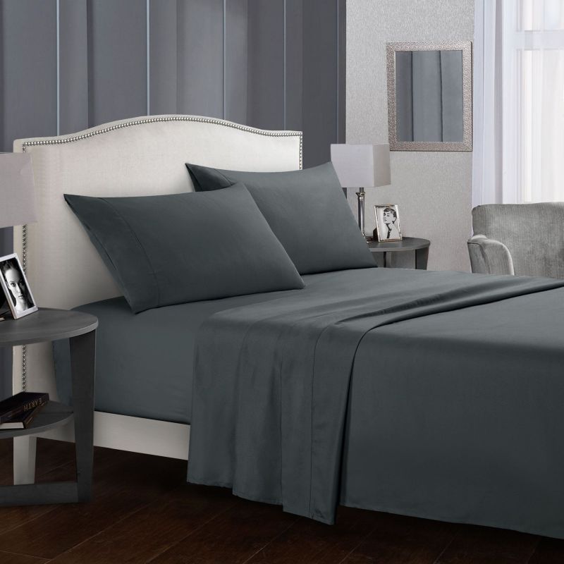 Four Piece Brushed Microfiber Bedding Sheet Set with Fitted Sheet Flat Sheet Pillowcases