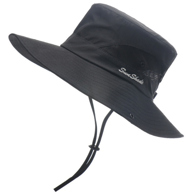 Beach Bucket Hat for Men Women Breathable Mesh Layer Wide Brim with Drawstring