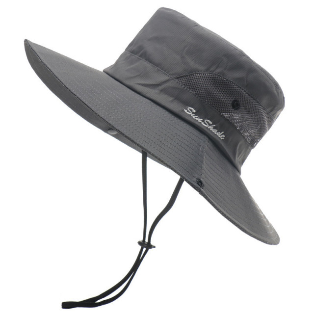 Beach Bucket Hat for Men Women Breathable Mesh Layer Wide Brim with Drawstring