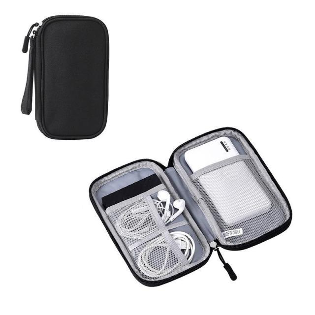 Cable Organizer Pouch Electronic Accessories Carry Case Storage Bag Double Layer