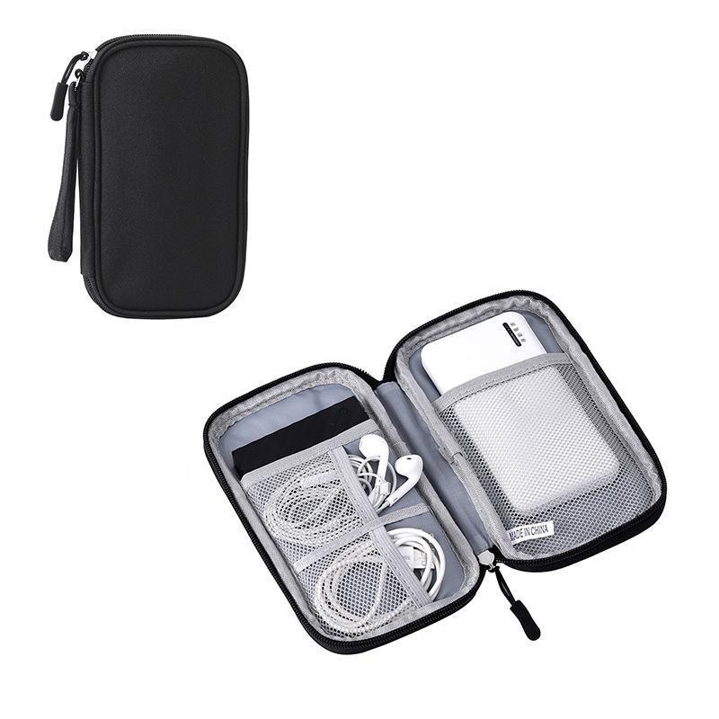 Cable Organizer Pouch Electronic Accessories Carry Case Storage Bag Double Layer