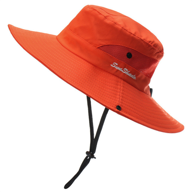 Beach Bucket Hat for Men Women Breathable Mesh Layer Wide Brim with Drawstring