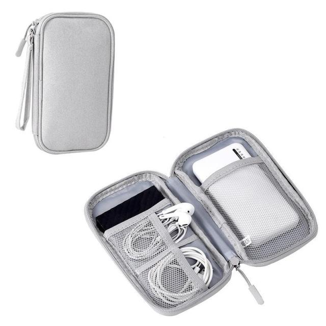Cable Organizer Pouch Electronic Accessories Carry Case Storage Bag Double Layer