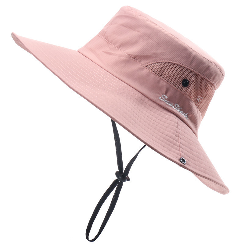 Beach Bucket Hat for Men Women Breathable Mesh Layer Wide Brim with Drawstring