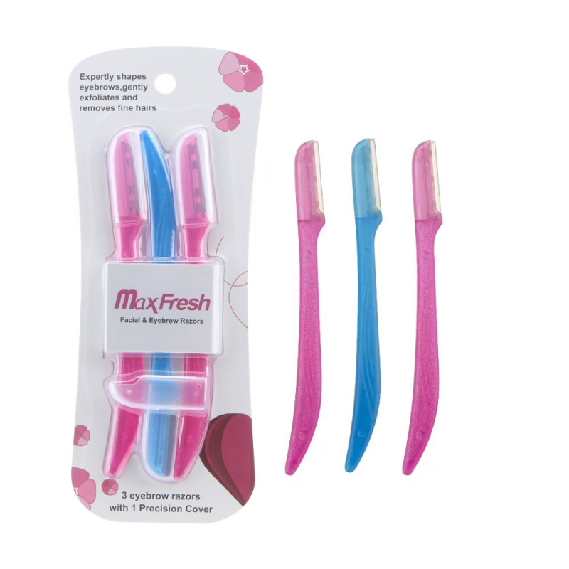 3 Count Facial Eyebrow Razor Dermaplaning Tool with Precision Cover