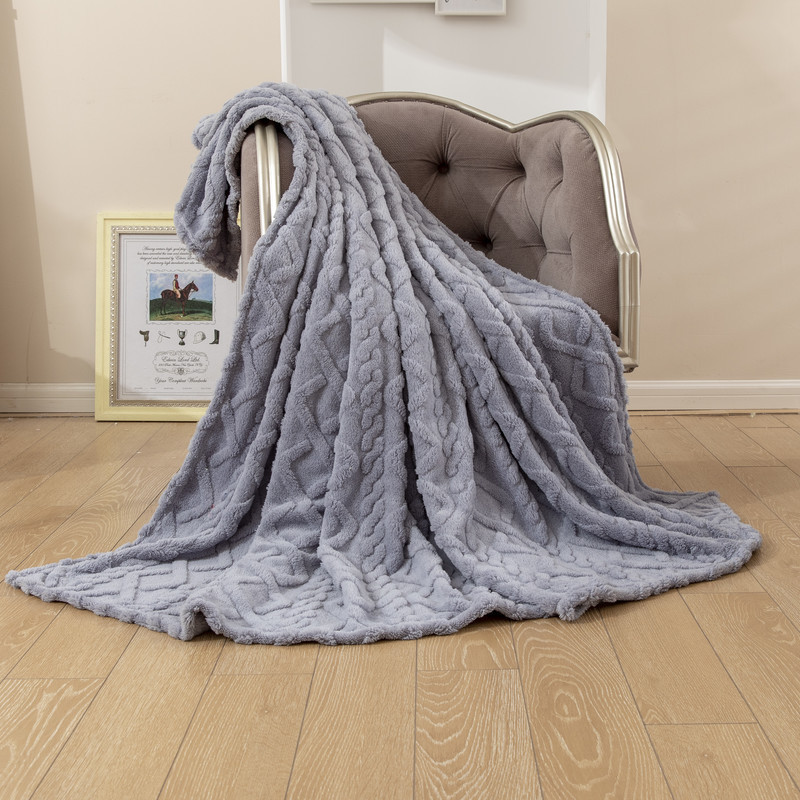 Sherpa Throw Blanket 3D Stylish Design Thick Plush Fluffy Furry