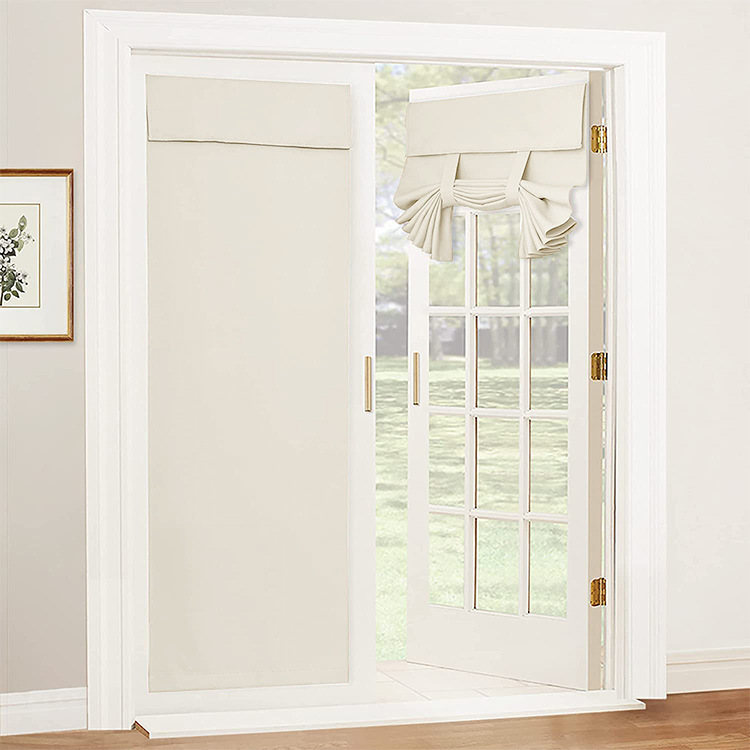 Hook and Loop Blackout Door Curtain for Patio French Door Window with Tie up Strap