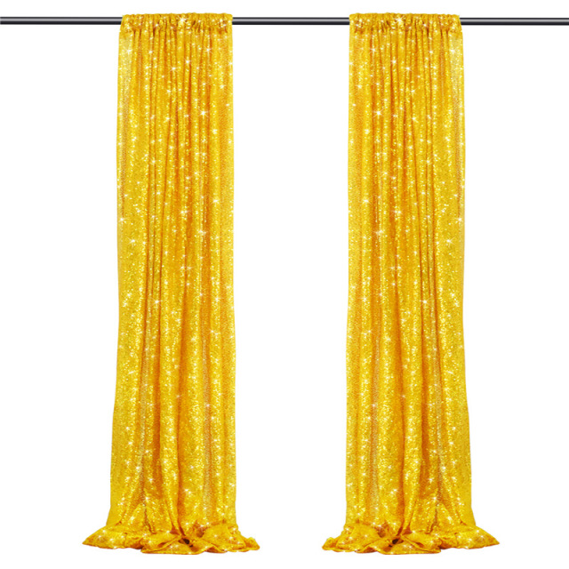 Gold Sequin Backdrop Curtain Panels Wedding Party Background Drapes