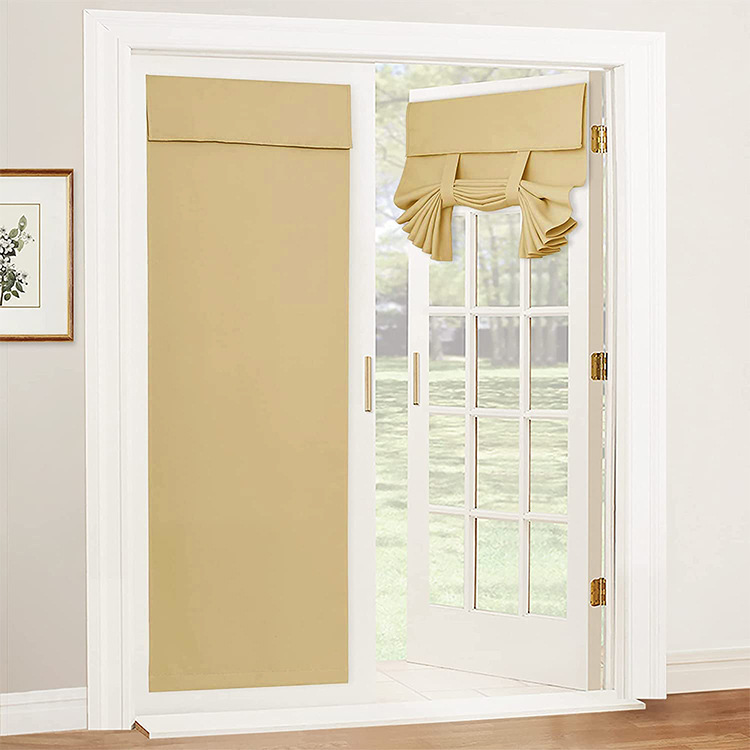 Hook and Loop Blackout Door Curtain for Patio French Door Window with Tie up Strap