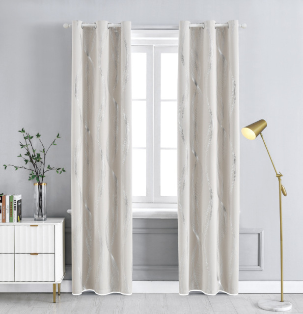 95% Blackout Curtains Silver Stamping Thermal Insulated