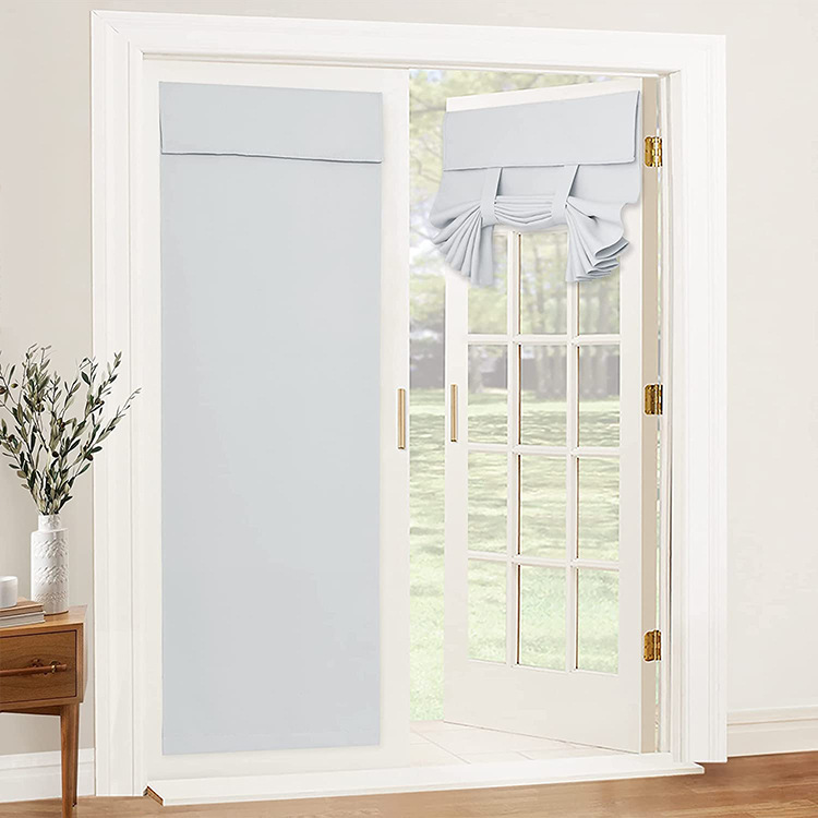 Hook and Loop Blackout Door Curtain for Patio French Door Window with Tie up Strap