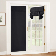 Hook and Loop Blackout Door Curtain for Patio French Door Window with Tie up Strap