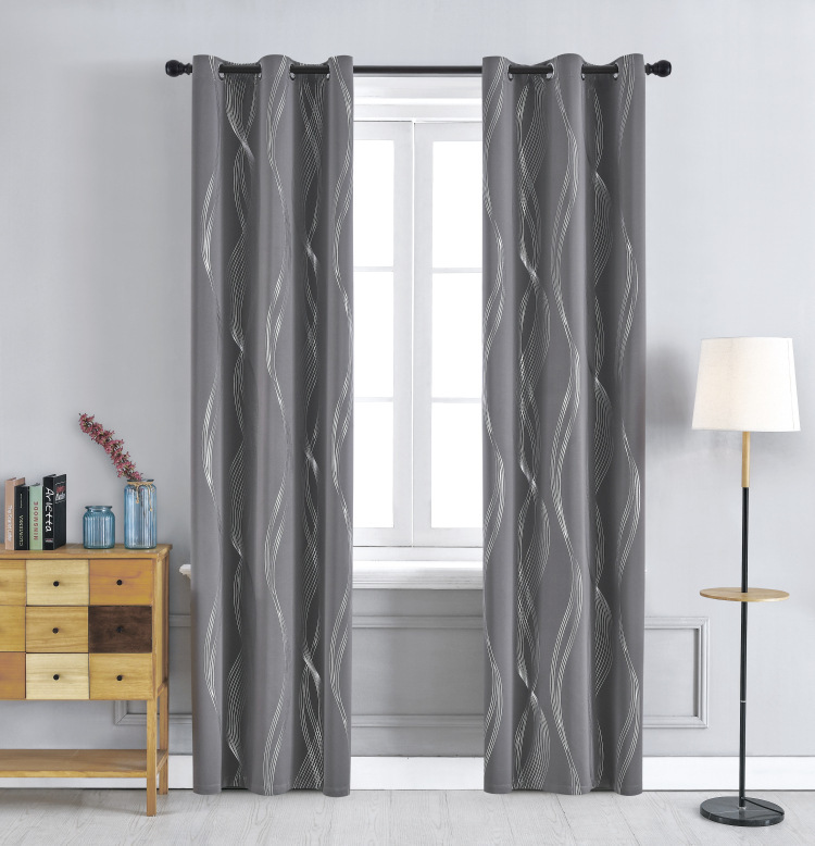 95% Blackout Curtains Silver Stamping Thermal Insulated