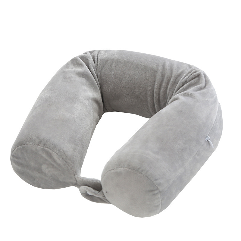 Memory Foam Roll Pillow Cotton Plush Breathable Adjustable Bendable Travel Pillow