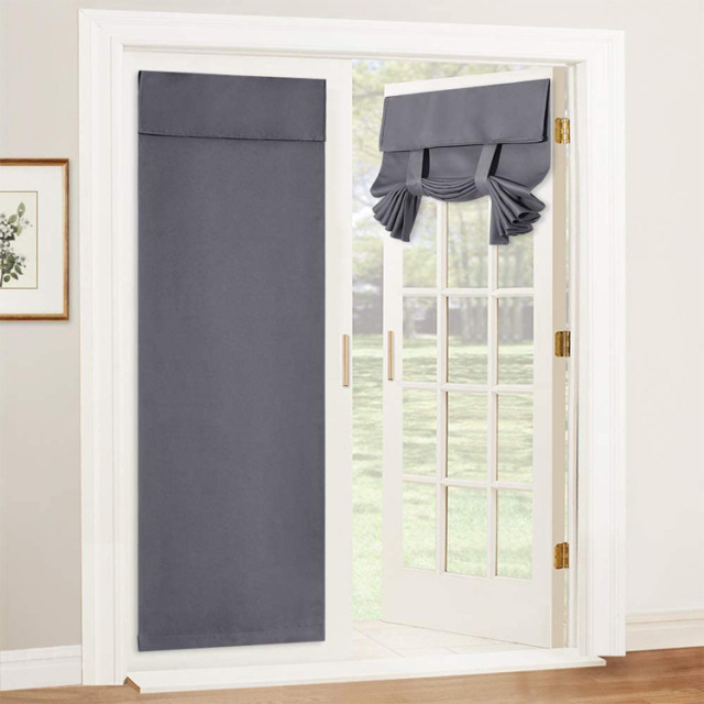 Hook and Loop Blackout Door Curtain for Patio French Door Window with Tie up Strap