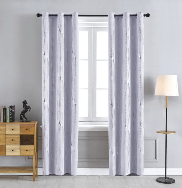 95% Blackout Curtains Silver Stamping Thermal Insulated