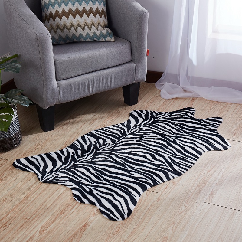 Faux Hide Animal Print Rug Cow Zebra Leopard for Decorating Room