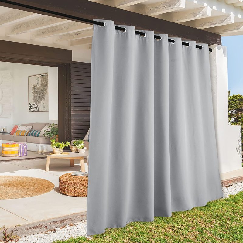 1Pc Waterproof Grommet Outdoor Curtain Panel Windproof Durable for Patio Porch