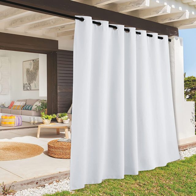 1Pc Waterproof Grommet Outdoor Curtain Panel Windproof Durable for Patio Porch