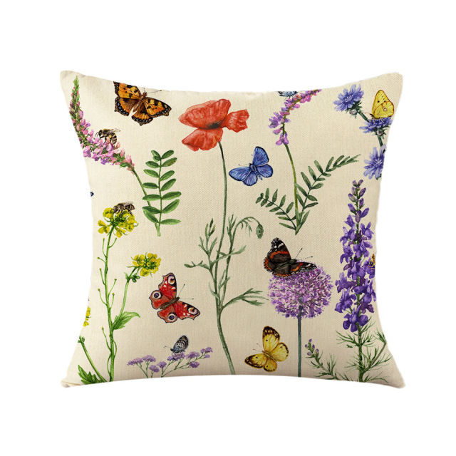 Outdoor Patio Throw Pillow Covers Decorative Cushion Cases Floral Insect Print